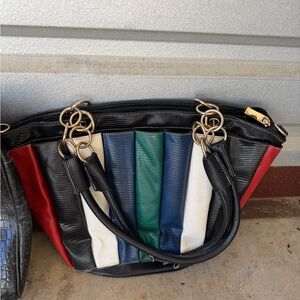 Multicolor Striped Women's Handbag